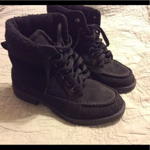 Fleece Lined Black Combat Boots
